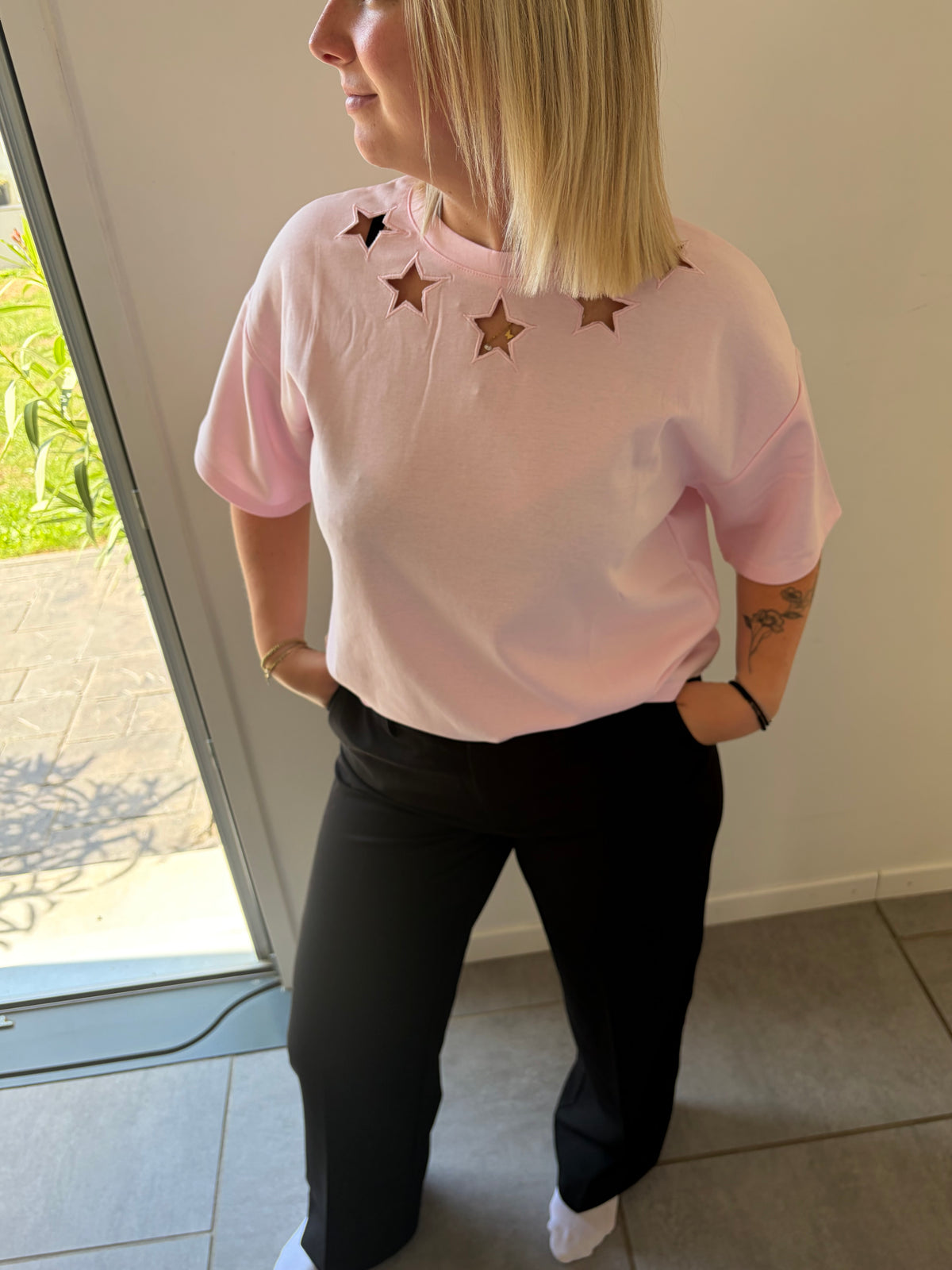 Teeshirt rose à étoile