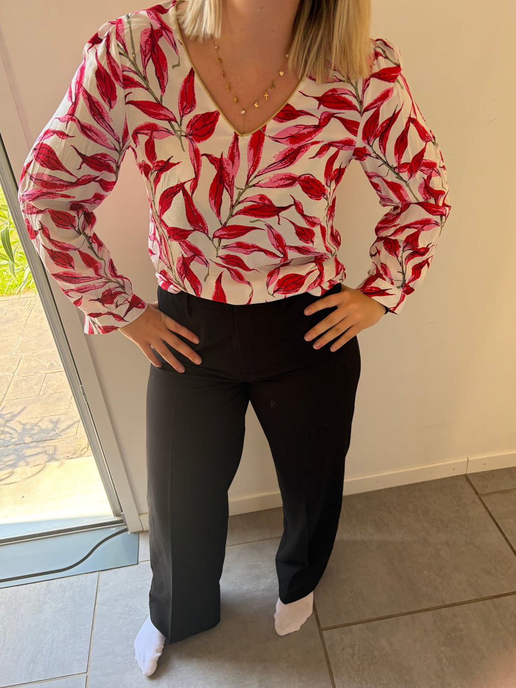 Blouse rose fleuri