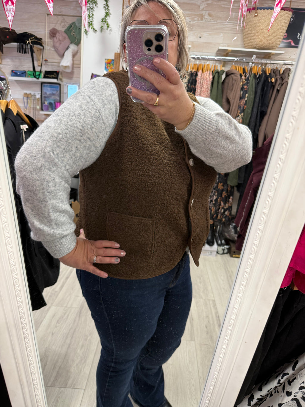 Gilet moumoute marron