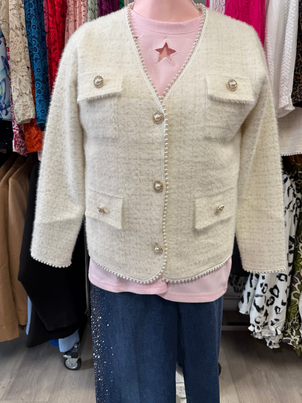 Gilet tout doux blanc doré