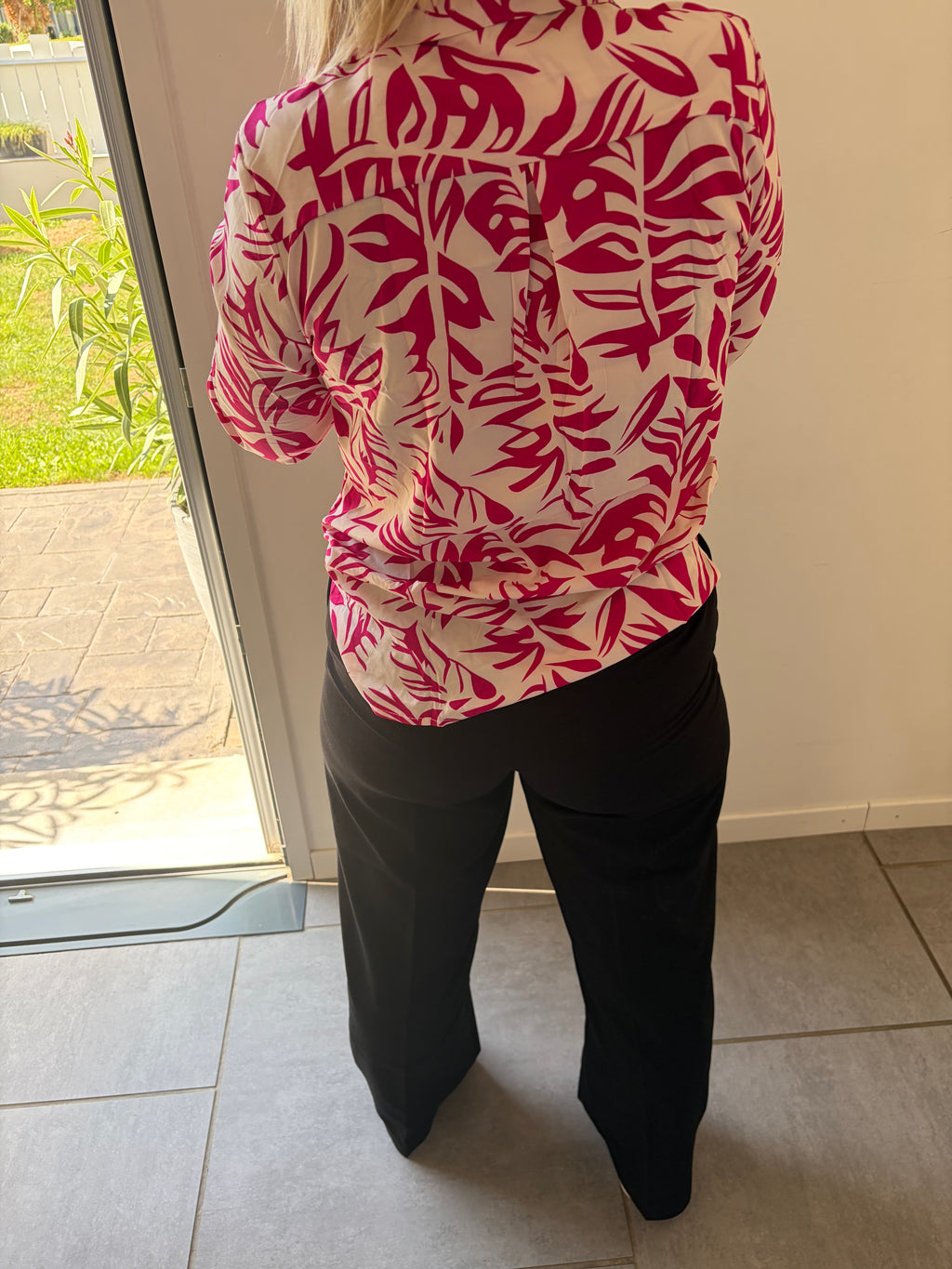 Chemise fleuri rose et blanc