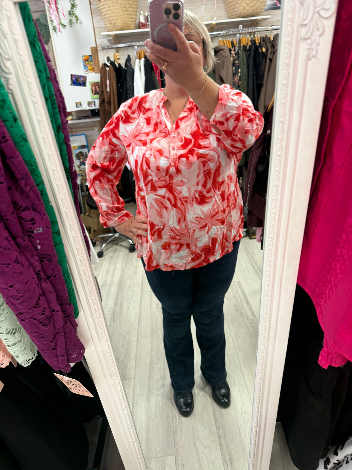 Blouse rose rouge