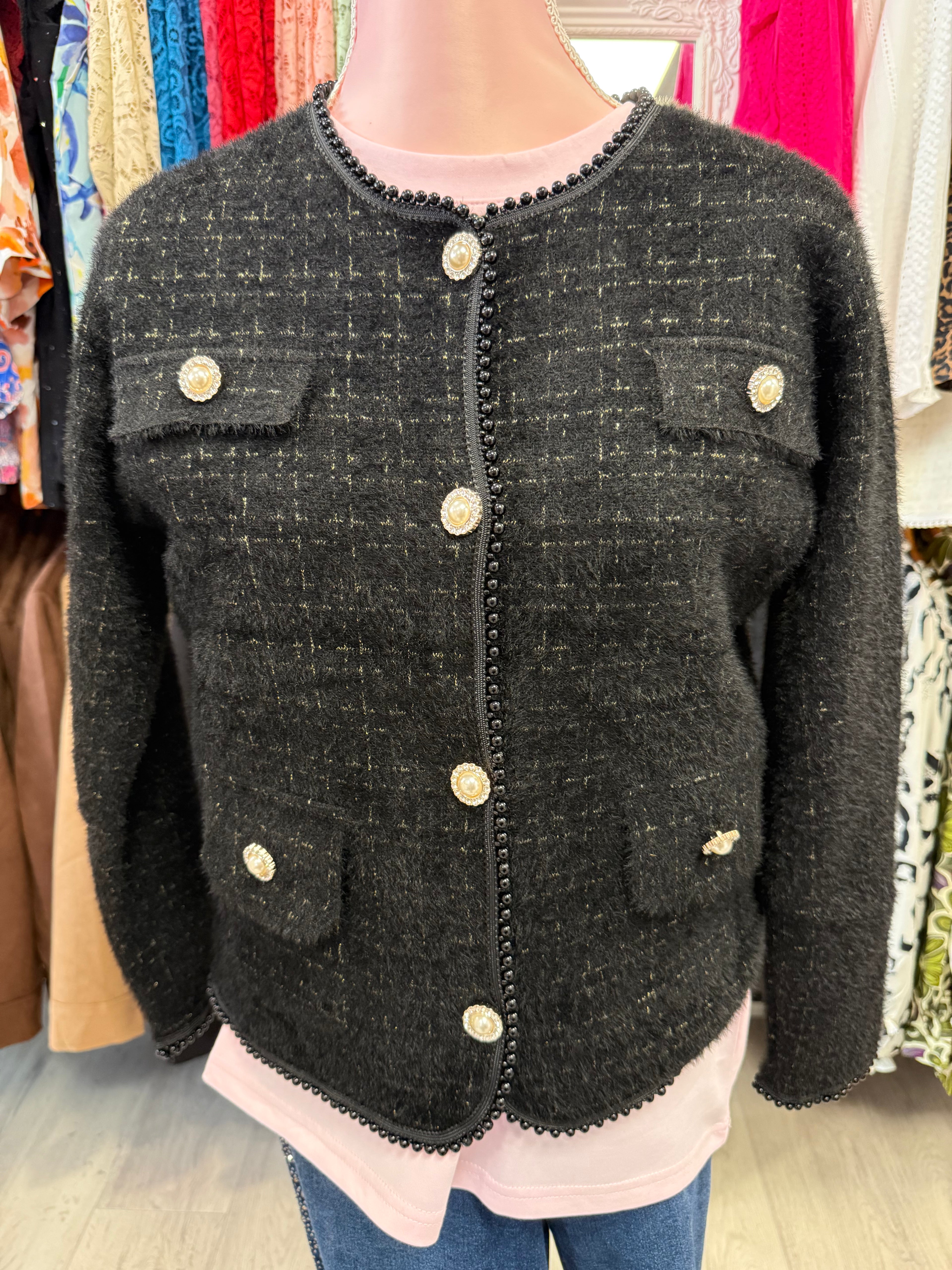 Gilet tout doux noir doré