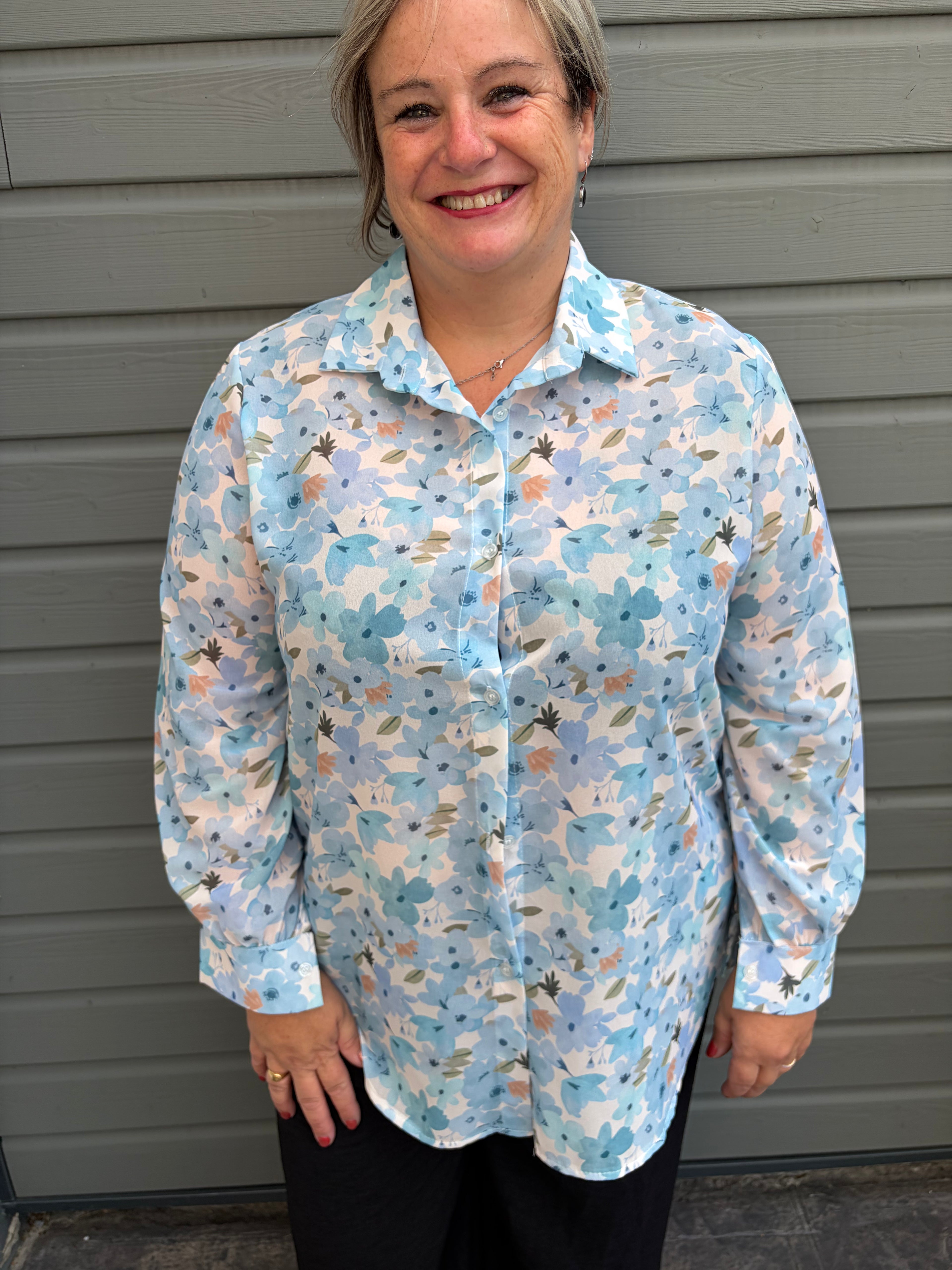 Chemise Fleurie Bleu Ciel