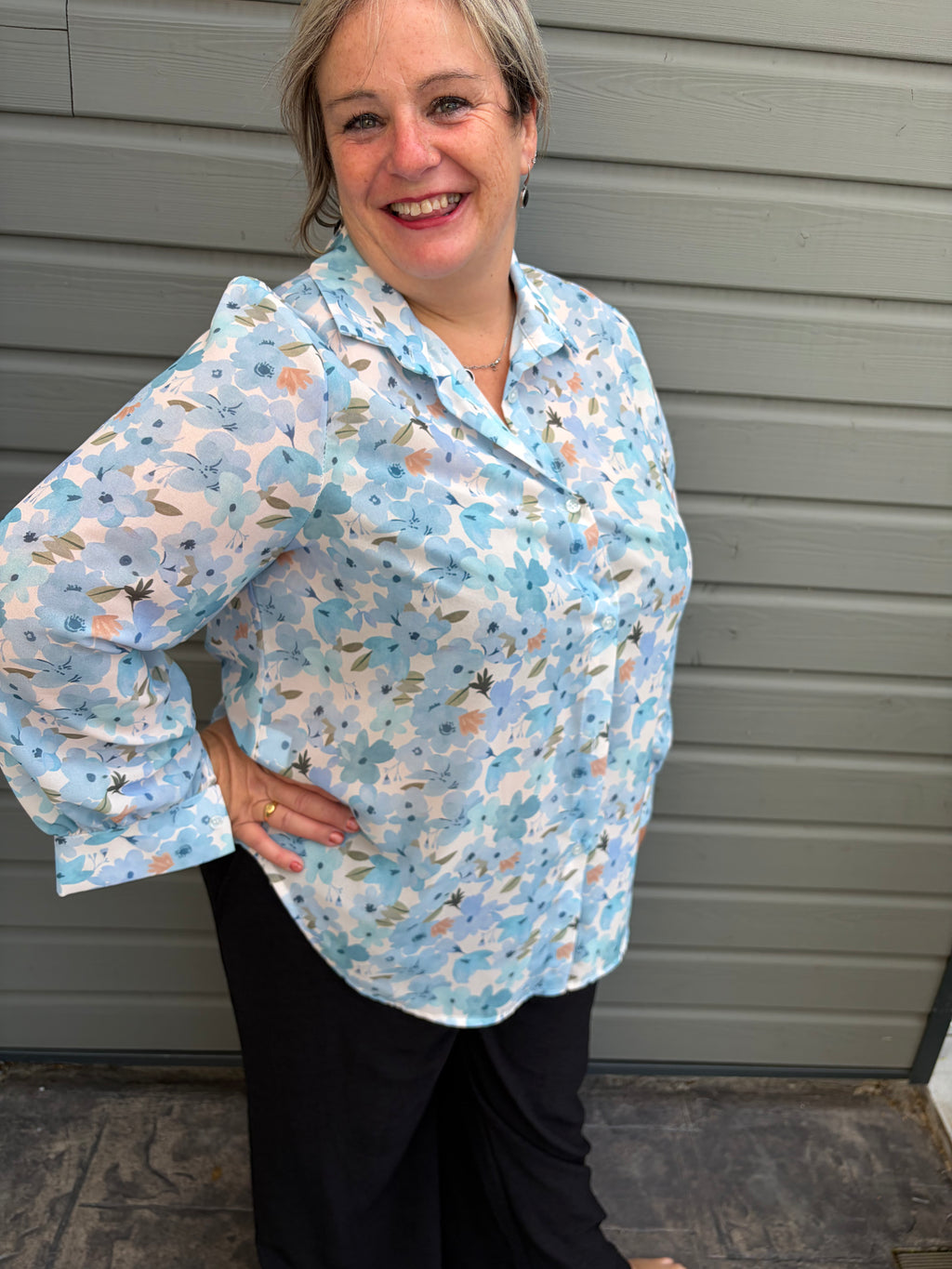 Chemise Fleurie Bleu Ciel