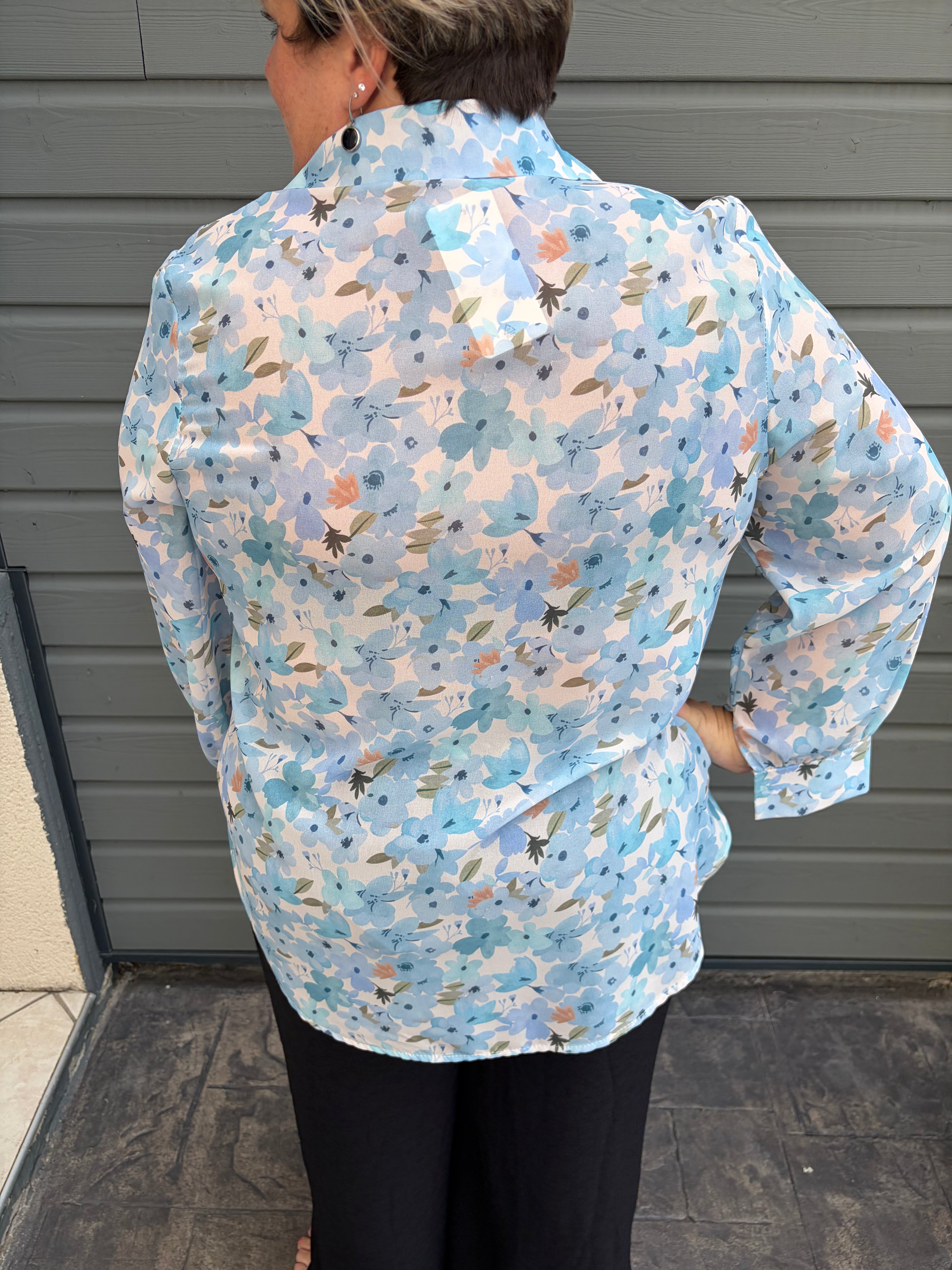 Chemise Fleurie Bleu Ciel