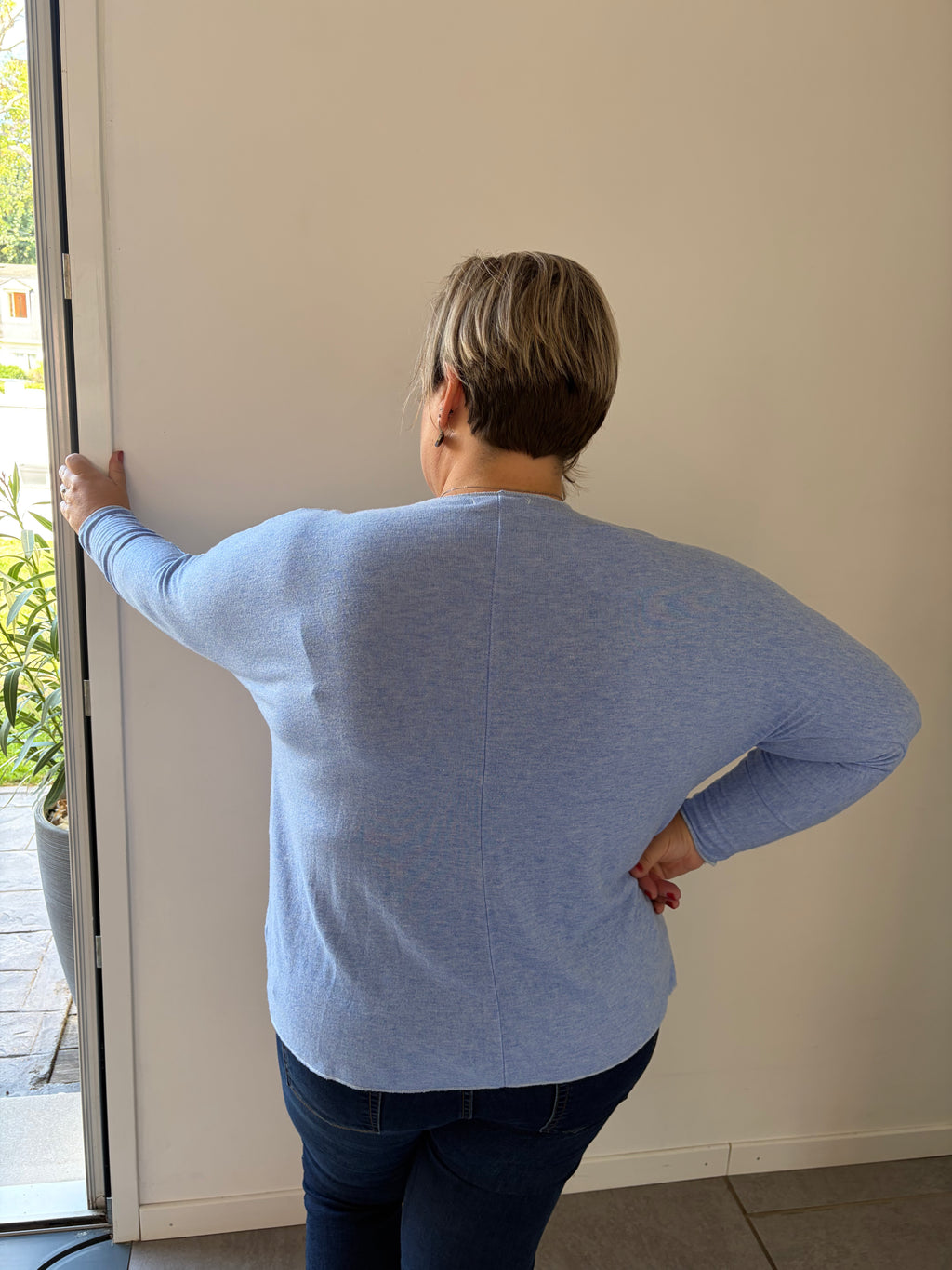 Pull col v bleu ciel